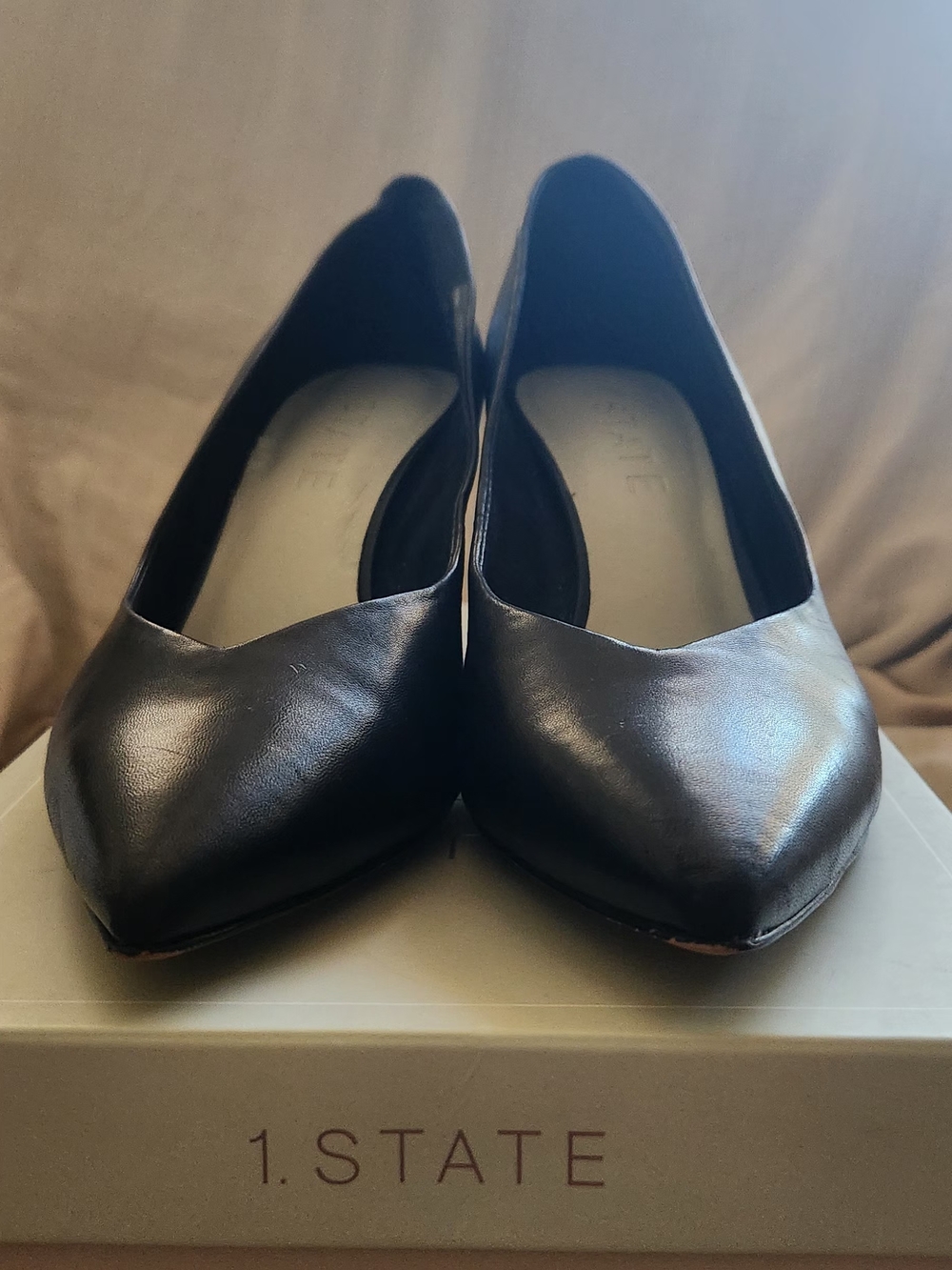 1. State Black Leather Pointed Toe Flats - Minimal Pointed Silhouette